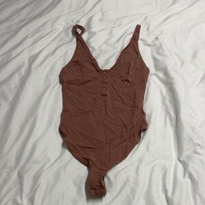 Mauve Brown One Piece Thong Bodysuit